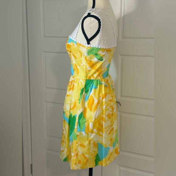 Lilly Pulitzer vintage first impressions floral Lace yellow white mini dress 0 - Picture 4 of 12